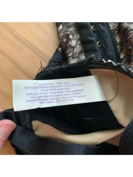 Cacique Black Nude Lace Corset Bustier Floral Tank Top Size 18 20 - Picture 6 of 6